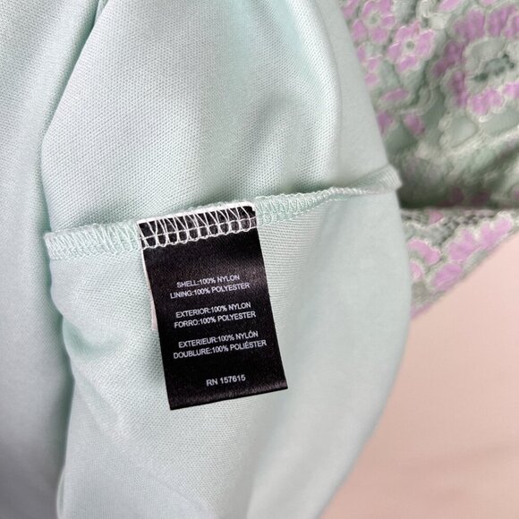 Tahari ASL Pistachio Lavender Embroidered Crochet Inset A-line Dress - Picture 4 of 6